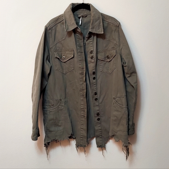 Free People Jackets & Blazers - Free People Woman's Moonchild Military Style Denim Shacket Size Small